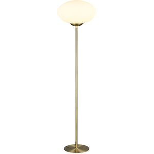 Vloerlamp met glazen bol - E27 fitting - 150 cm hoog - messing