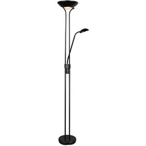 Uplighter vloerlamp met leeslamp - LED - dimbaar - 180 cm hoog - zwart