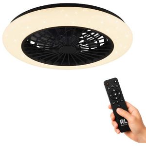 Design plafondventilator - LED - met speaker en bluetooth - met afstandsbediening - zwart