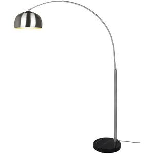 Design booglamp met metalen kap - E27 fitting - 200 cm hoog - nikkel mat