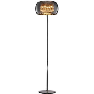 Design vloerlamp kristal look - G9 fitting - 158 cm hoog - chroom