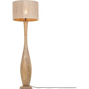 Boho vloerlamp hout met jute kap - E27 fitting - 135 cm hoog
