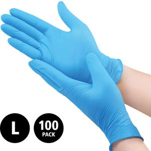 Nitril - doos/100 stuks - maat L - blauwe handschoenen ongepoederd