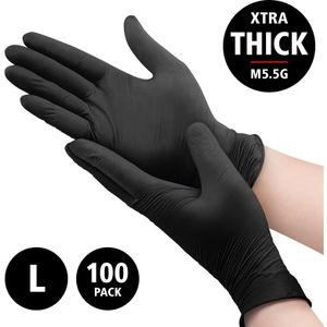 Nitril Power - doos/100 stuks - maat L - zwarte handschoenen ongepoederd