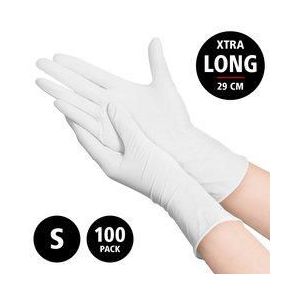 Nitril Power - doos/100 stuks - maat S - witte handschoenen ongepoederd - extra lang