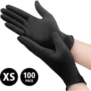 Nitril - doos/100 stuks - maat XS - zwarte handschoenen ongepoederd