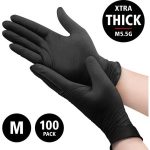 Nitril Power - doos/100 stuks - maat M - zwarte handschoenen ongepoederd