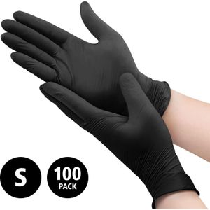 Nitril - doos/100 stuks - maat S - zwarte handschoenen ongepoederd