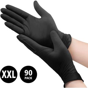 Nitril - doos/90 stuks - maat XXL - zwarte handschoenen ongepoederd