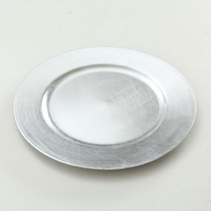 12x Rond zilverkleurig diner/eettafel onderborden 33 cm - Onderborden/tafeldecoratie - Onderzet borden