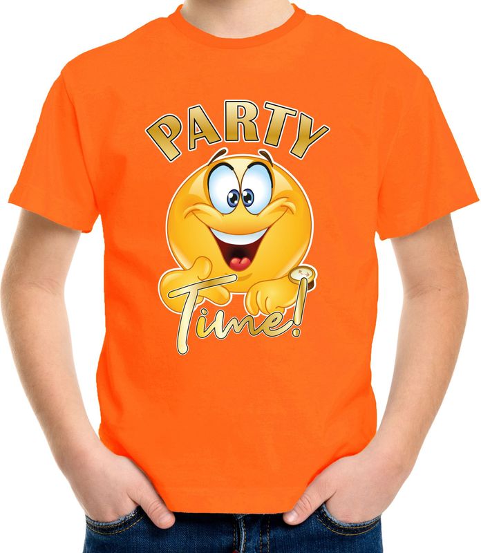 Bellatio Decorations Verkleed shirt jongens - Party Time - oranje - carnaval - voor kinderen