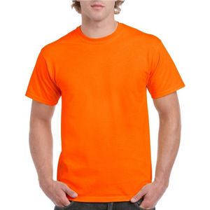Set van 2x stuks neon oranje t-shirts voor volwassenen, maat: XL