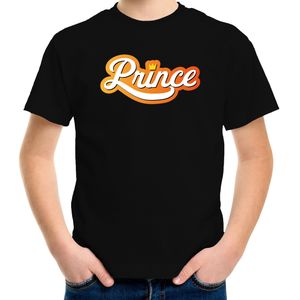 Koningsdag shirt zwart voor kinderen - Prince met kroon