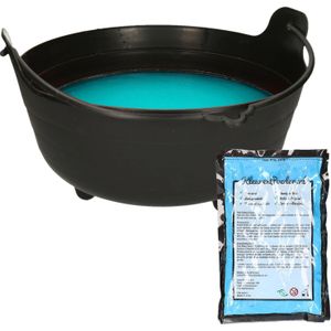 Halloween heksenketel/kookpot met soep - 37 cm - incl. kleurpoeder blauw