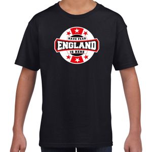 Have fear England / Engeland is here supporter shirt / kleding met sterren embleem zwart voor kids