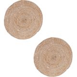 Set van 2x stuks rieten gevlochten placemats 38 cm rond