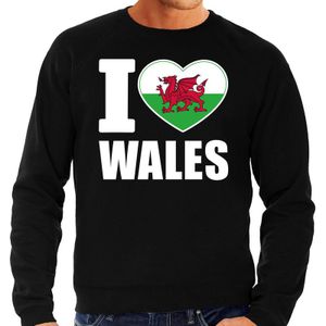 I love Wales supporter sweater / trui zwart voor heren