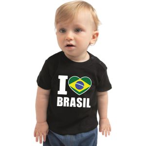 I love Brasil / Brazilie landen shirtje zwart voor babys