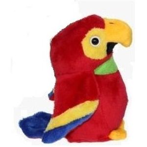 Pluche rode ara papegaai knuffel 15 cm - Tropische vogels speelgoed knuffeldieren