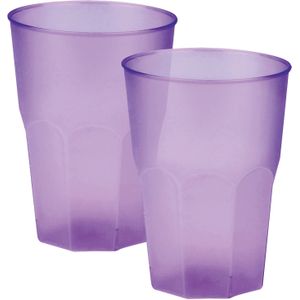 Santex drinkglazen frosted - lila paars - 12x - 420 ml - onbreekbaar kunststof - Cocktailglazen