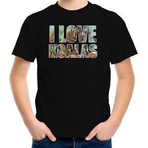 Tekst shirt I love koalas foto zwart voor kinderen - cadeau t-shirt koalaberen liefhebber