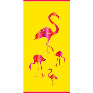 Strand/badlaken - flamingo print - 75 x 150 cm - microvezel