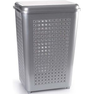 Wasmand 50 liter - zilver - kunststof - 41 x 31 x 61 cm