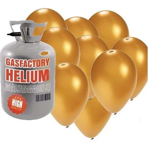 Tankje met helium met 30 gouden ballonnen