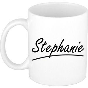 Stephanie voornaam kado beker / mok sierlijke letters - gepersonaliseerde mok met naam