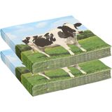 40x Boerderij thema servetten met koeien print 33 x 33 cm
