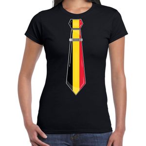 Bellatio Decorations Verkleed shirt voor dames - stropdas Belgie - zwart - supporter - themafeest