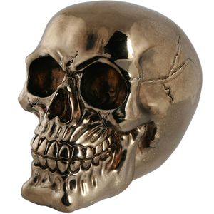 Out of the Blue Spaarpot van doodshoofd/Skull - polyresin - 15 cm - Gold Dark - Volwassenen