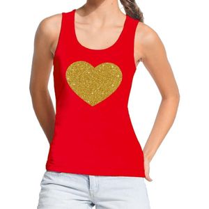 Gouden hart fun tanktop / mouwloos shirt rood voor dames