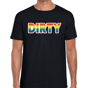 Gay pride Dirty tekst/fun shirt zwart heren