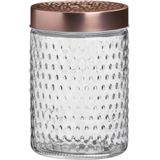 Urban Living Voorraadpot/bewaarpot Blair - 6x - 1L - glas - koperen deksel - D12 x H17 cm