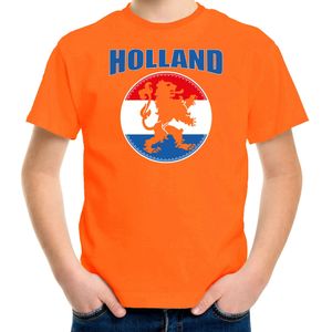 Oranje fan shirt / kleding Holland met oranje leeuw Koningsdag/ EK/ WK voor kinderen