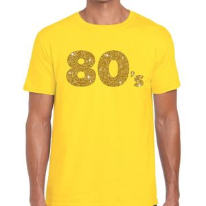 80's goud letters fun t-shirt geel voor heren
