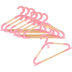 Storage Solutions kledinghangers voor kinderen - 24x - kunststof/hout - roze - Sterke kwaliteit