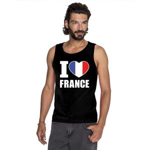I love Frankrijk supporter mouwloos shirt zwart heren