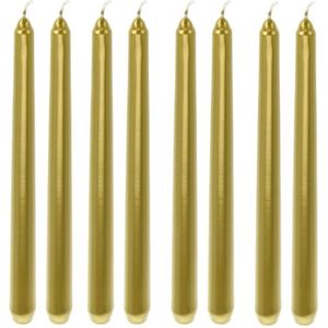 8x Gouden dinerkaarsen/lange kaarsen 25 cm - Gouden tafelkaarsen