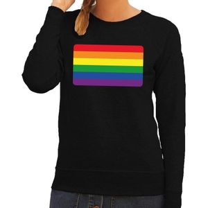 Gay pride regenboog vlag sweater zwart dames