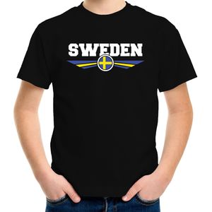 Zweden / Sweden landen shirt met Zweedse vlag zwart voor kids
