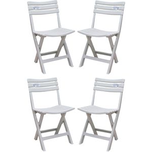 Progarden Klapstoel voor buiten/binnen - 4x - ivoor wit - 41 x 78 cm - stevig kunststof - Bijzet stoelen