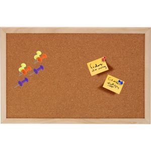 Glorex hobby Prikbord met 40x punaises gekleurd - 30 x 45 cm - kurk - voor keuken/kantoor/kamer
