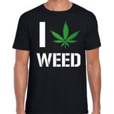 I love Weed fun shirt zwart voor heren drugs thema