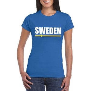 Zweedse supporter t-shirt blauw voor dames