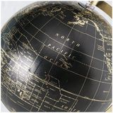 Decoratie wereldbol/globe goud/zwart op metalen voet 22 x 27 cm