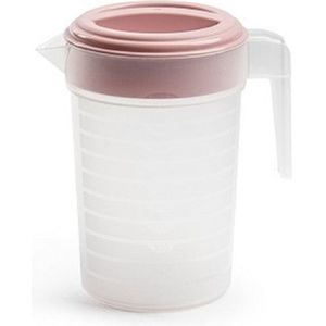 Waterkan - Sapkan - transparant - roze - deksel - 1 liter -Kunstof -  smalle schenkkan