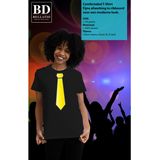 Bellatio Decorations Verkleed t-shirt voor dames - stropdas geel - zwart - carnaval - foute party