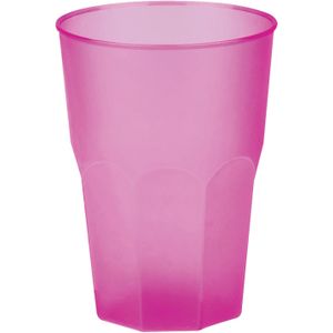Santex drinkglazen frosted - fuchsia roze - 6x - 420 ml - onbreekbaar kunststof - Cocktailglazen